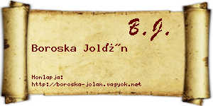 Boroska Jolán névjegykártya