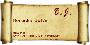 Boroska Jolán névjegykártya