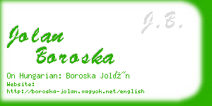 jolan boroska business card